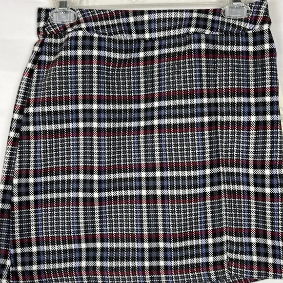 Plaided Mini Skirt Blue & Black Side Split Back Zipper Juniors Size Small - Picture 3 of 9